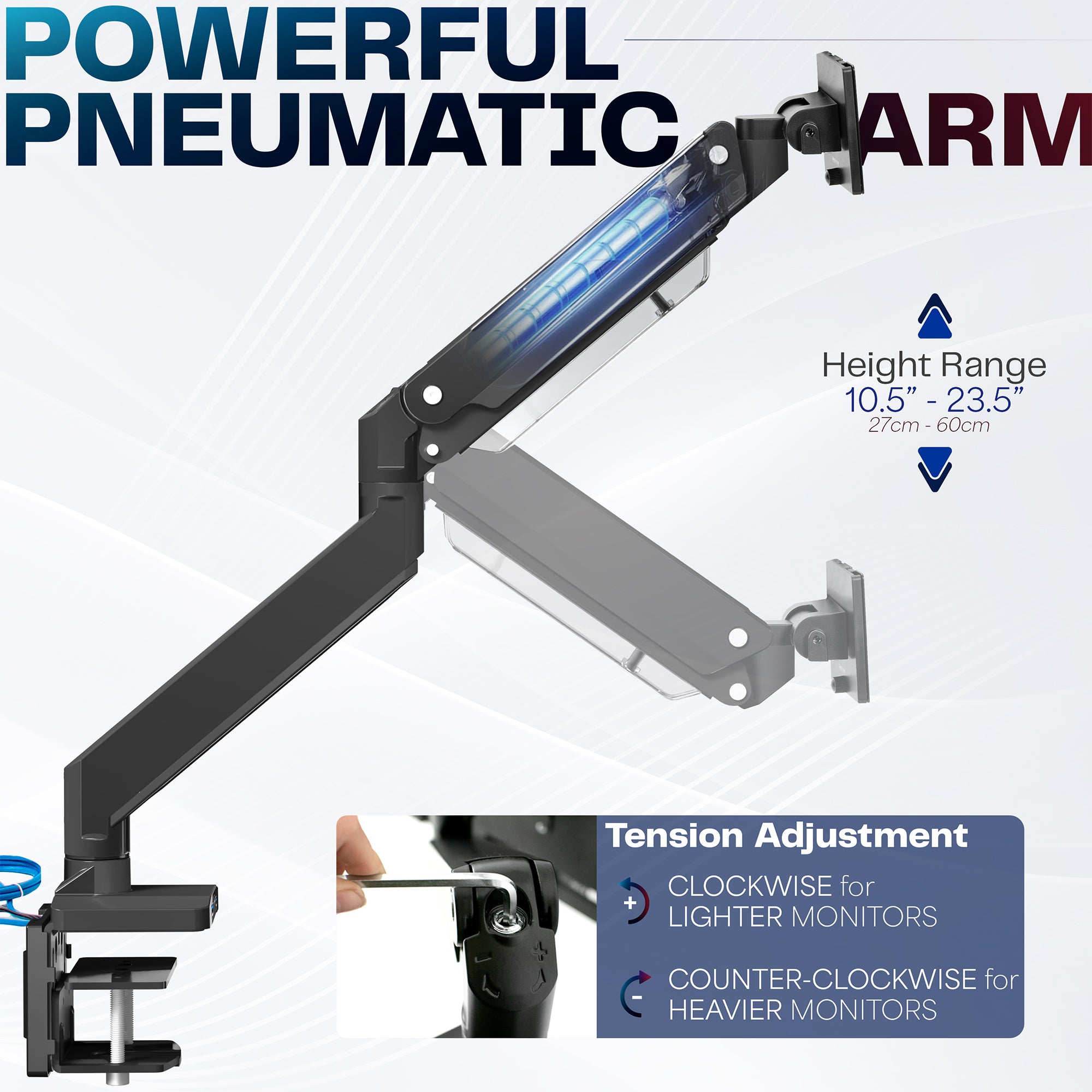 VIVO Premium Aluminum Heavy Duty Monitor Arm with 3.0 USB Ports