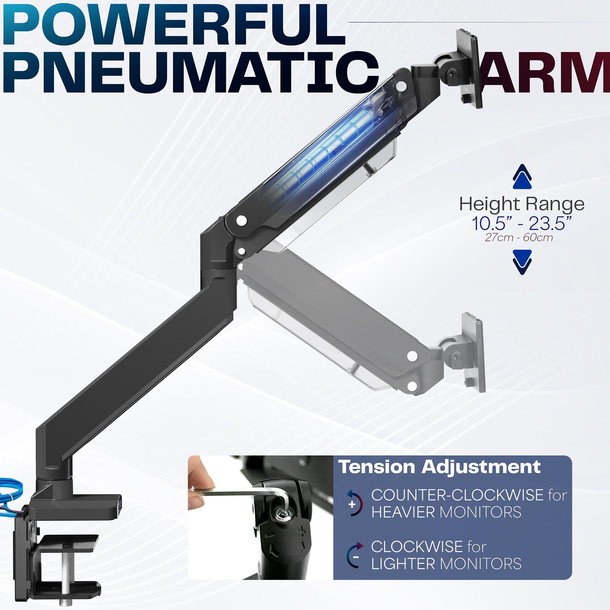 VIVO Premium Aluminum Heavy Duty Monitor Arm with 3.0 USB Ports