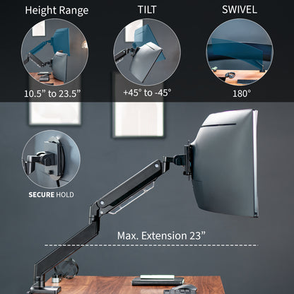 VIVO Premium Aluminum Heavy Duty Monitor Arm with 3.0 USB Ports