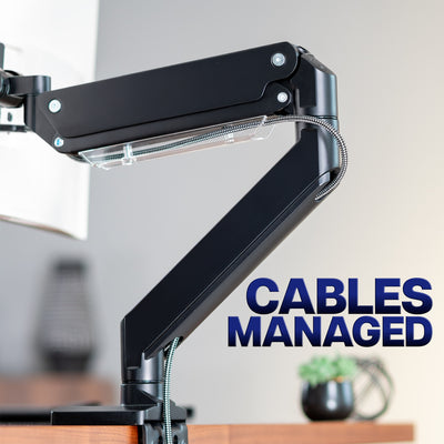 Integrated cable management to provide a clean and organized workspace.