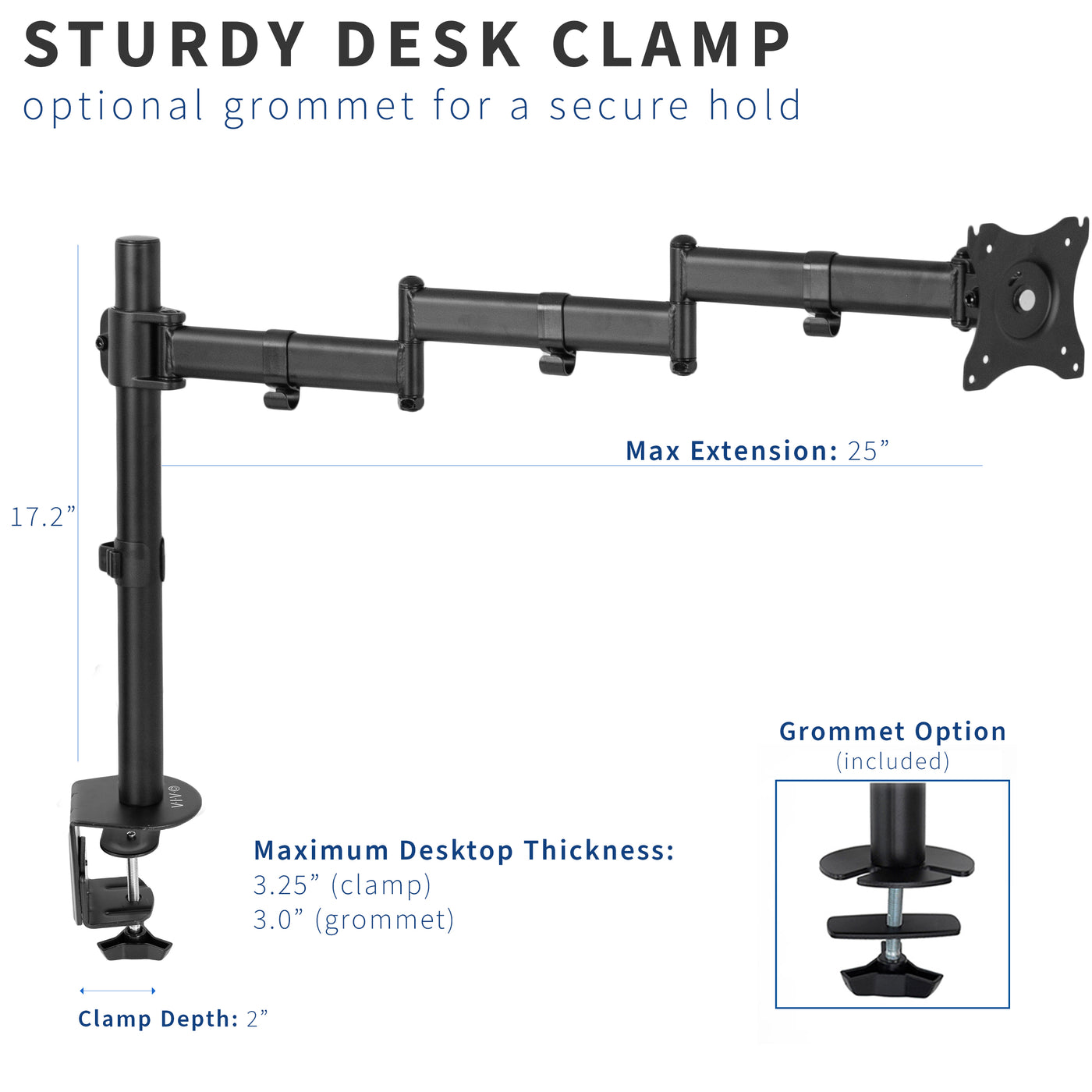 Single Monitor Desk Mount with Arm Extension