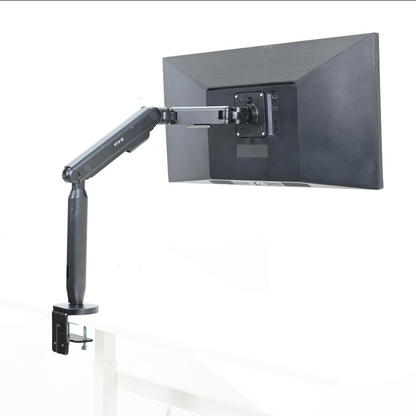 Monitor arm with a monitor on a white background