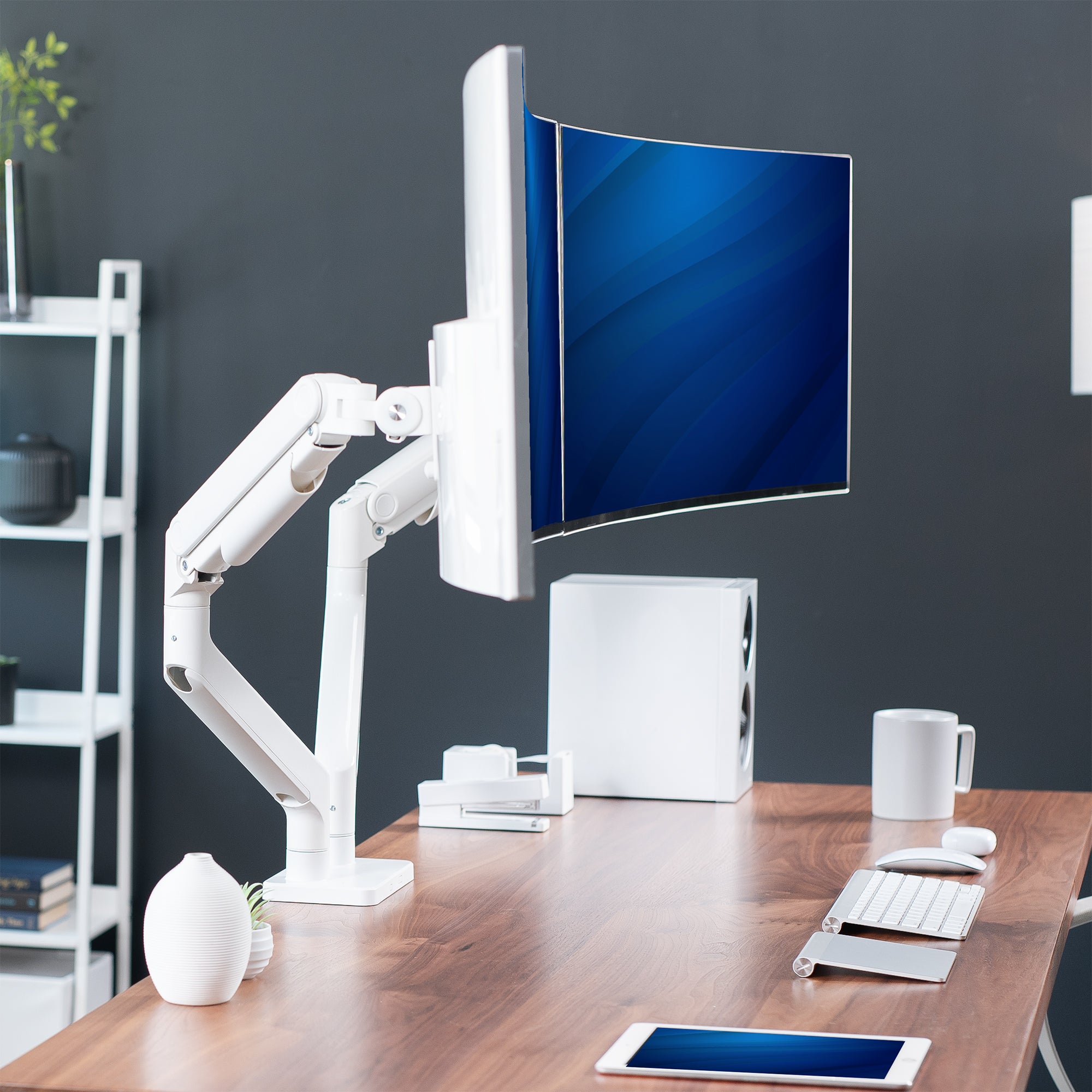 Mechanical Arm Dual Ultrawide Monitor Desk Mount