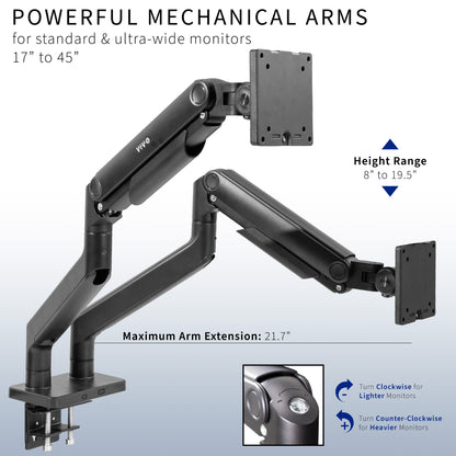 Mechanical Arm Dual Ultrawide Monitor Desk Mount