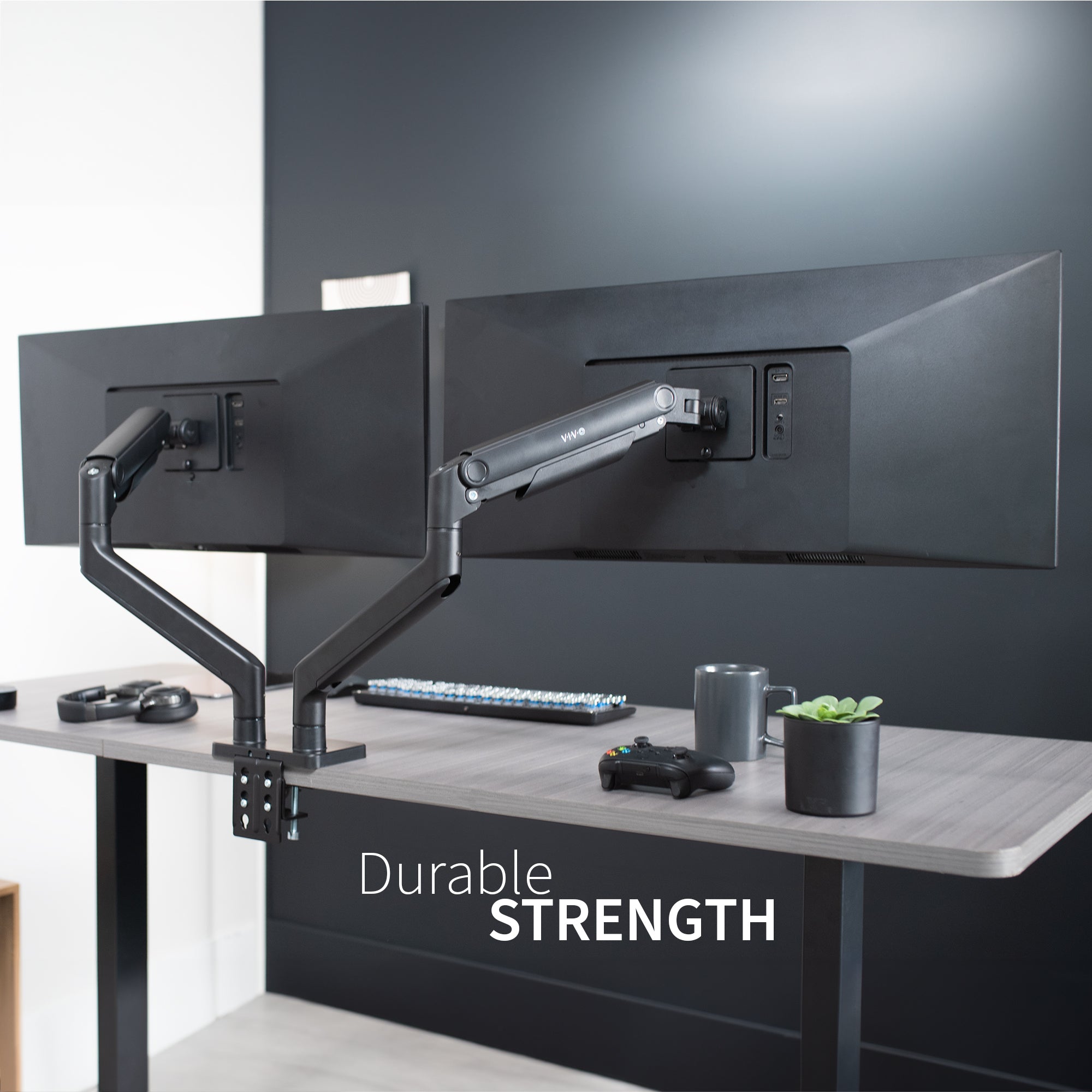 Mechanical Arm Height Adjustable Dual Ultrawide Monitor Desk Mount