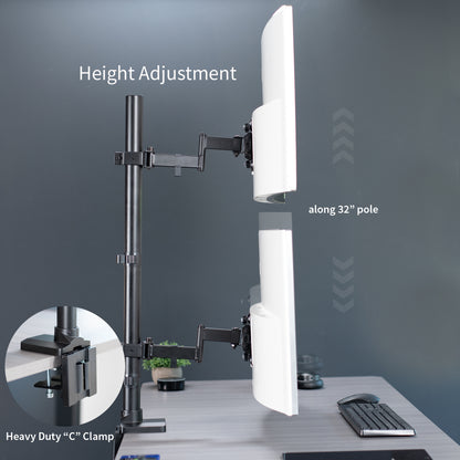 Dual Ultrawide Vertical Monitor Desk Mount with Arms