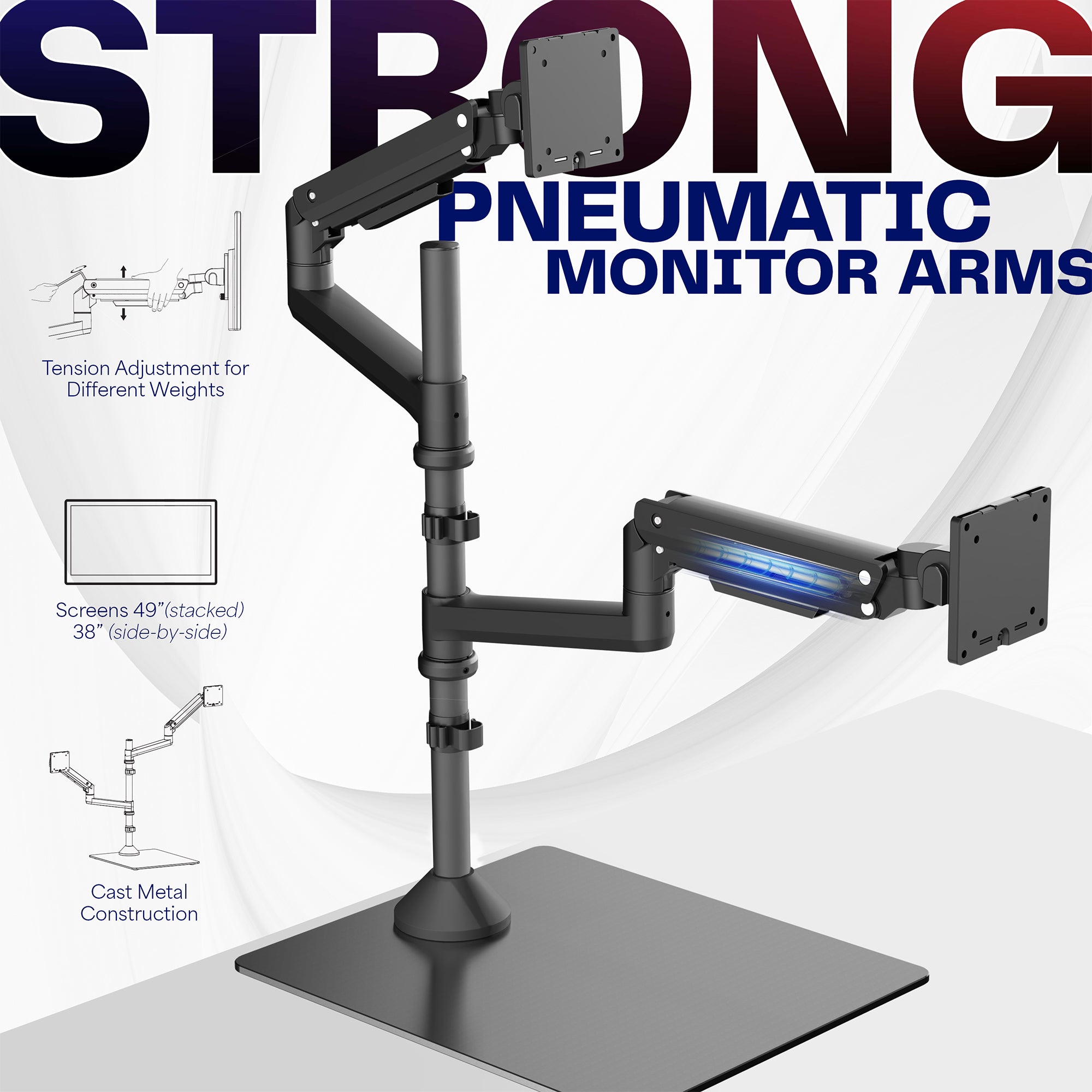 Dual Ultrawide Monitor Desk Stand - Up to 49" Screens