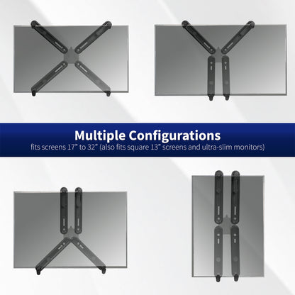 Multiple configurations of TV mount brackets with text indicating compatibility for screens 17" to 32".