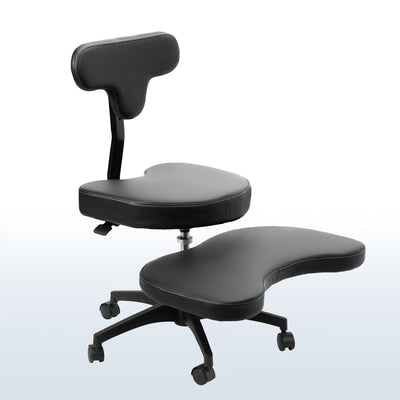 Fully adjustable cross legged desk chair with wheels for better posture and increased productivity.