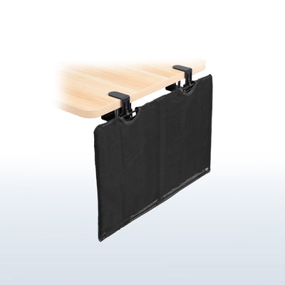 Durable clamp-on desk skirt for extra storage and cord management.