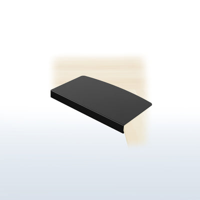 Sleek low-profile design of corner desk connector.