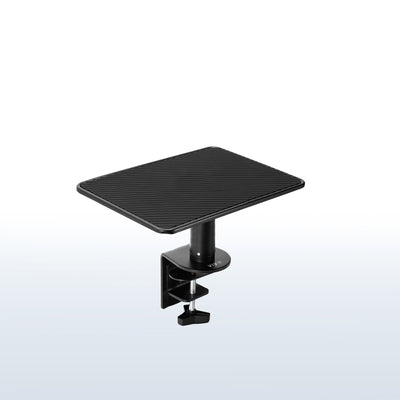 Secure clamp-on desk mount riser for laptop or monitor that provides ergonomic viewing and reduces strain.