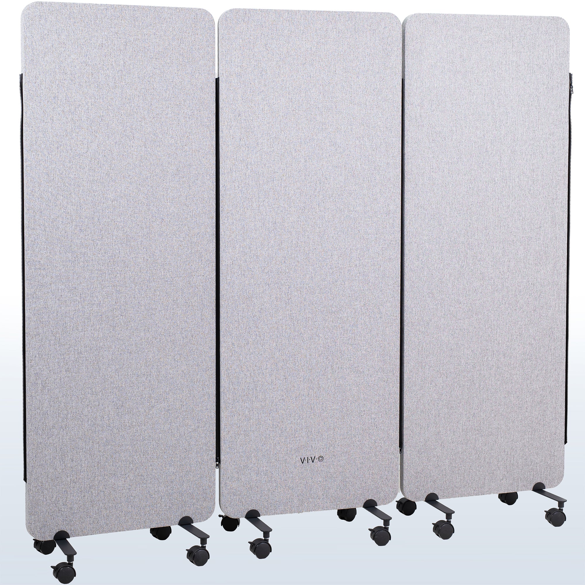 3-Panel Gray Mobile Freestanding Room Divider provides a convenient partition and workspace privacy.