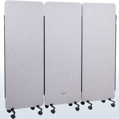 3-Panel Gray Mobile Freestanding Room Divider provides a convenient partition and workspace privacy.