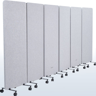 6-Panel Gray Mobile Freestanding Room Divider provides a convenient partition and workspace privacy.