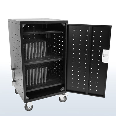 30-Bay Locking Laptop and Tablet Charging Station Cart with Digital Keypad Lock