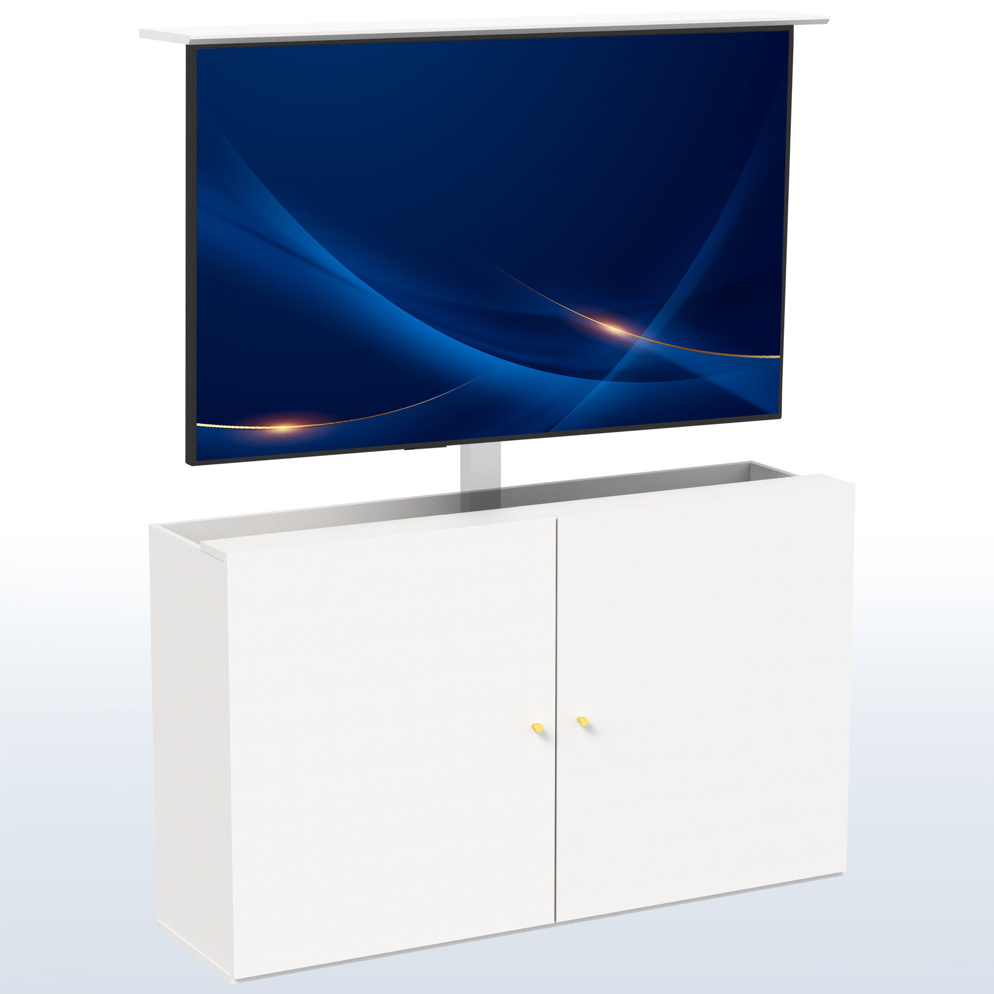 White TV Lift Cabinet for 32" to 55" TVs