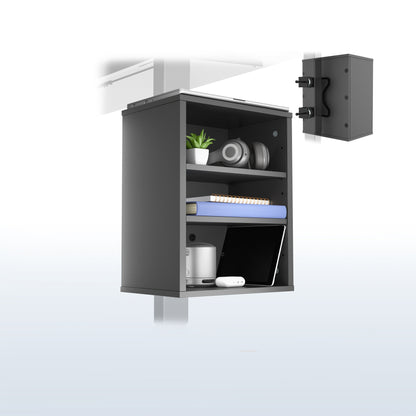 Clamp-on Under Desk Shelving Unit, Office Accessory Holder for Supplies, Gaming Devices, and More, Multi-Level Storage Shelves, Workstation Organizer