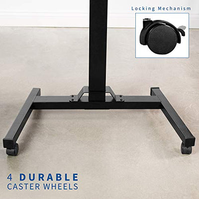 Black Mobile Compact Desk with Locking Caster Wheels