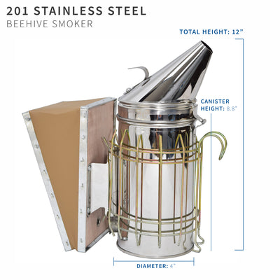 Large Stainless Steel Beehive Smoker with Heat Shield