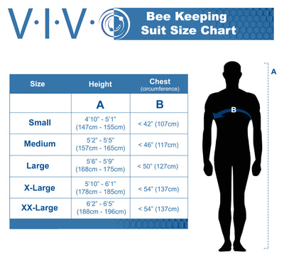 Small Full Body Beekeeping Suit Sizing Chart