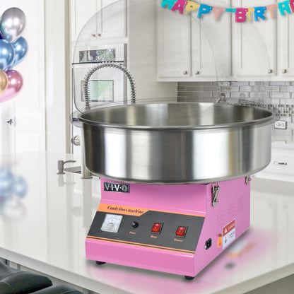 Pink Electric Commercial Cotton Candy Machine with Bubble Shield 