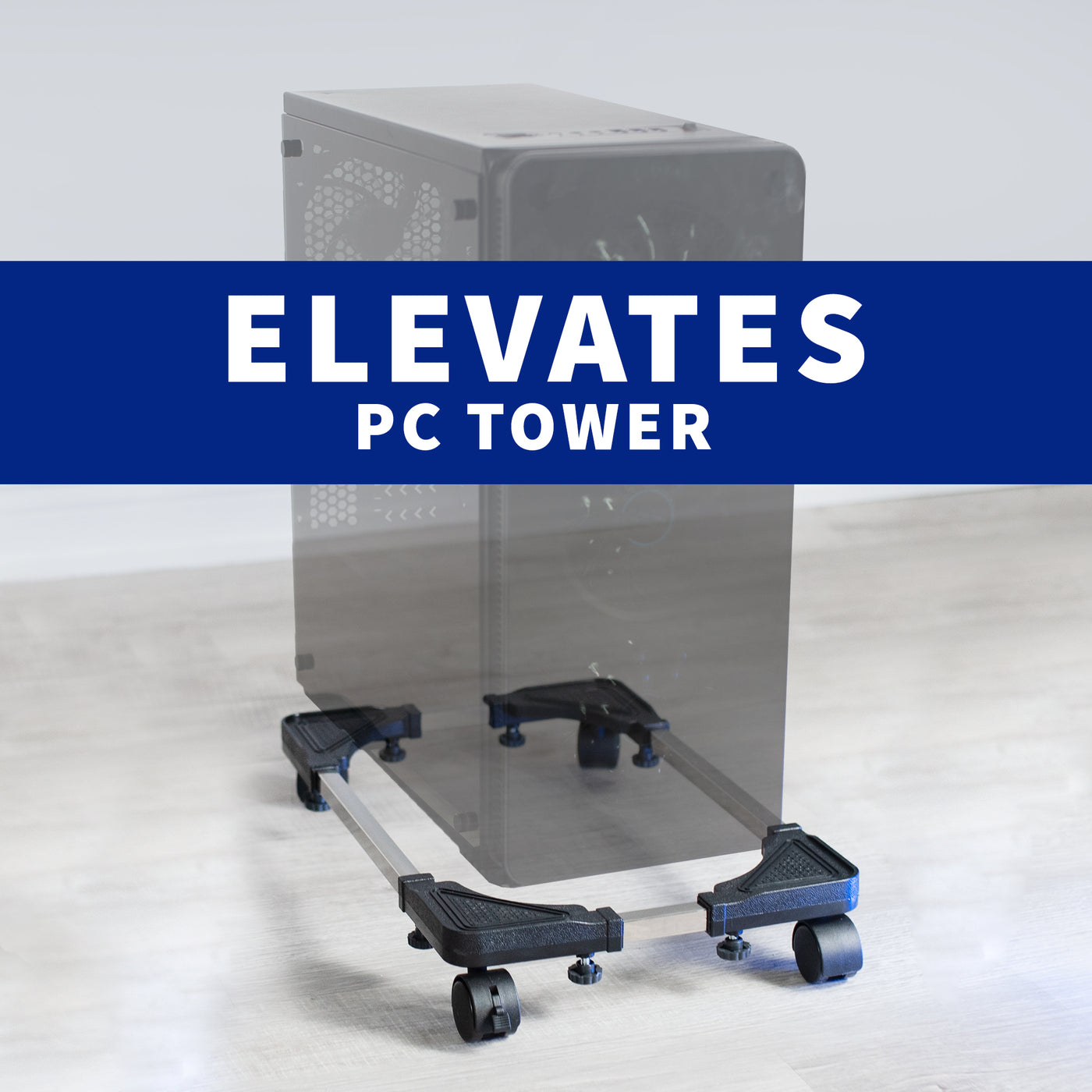 This PC cart / CPU trolley raises your PC off of the ground and makes it easily mobile.