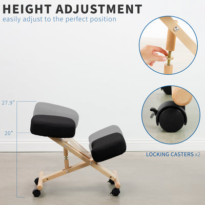 Height Adjustable Kneeling Chair with Locking Wheels
