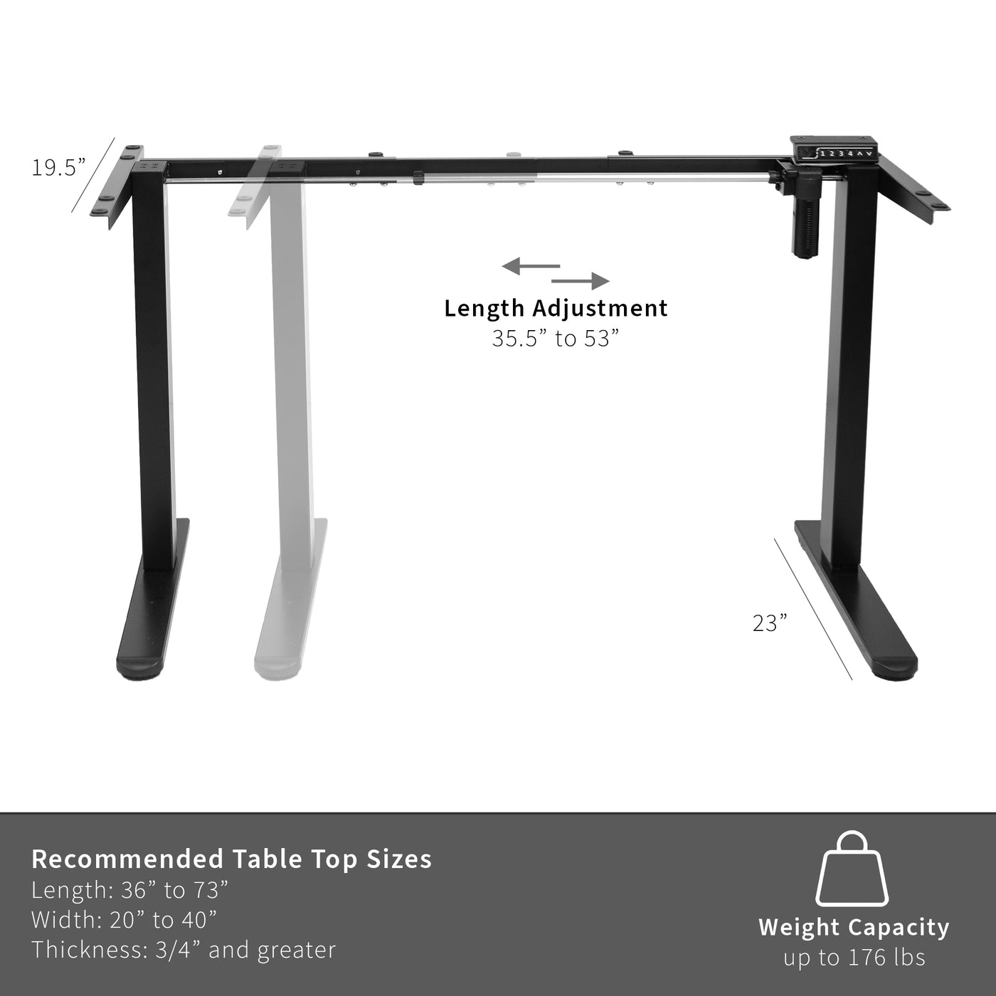 Length adjustment provides compatibility with various desktop sizes.