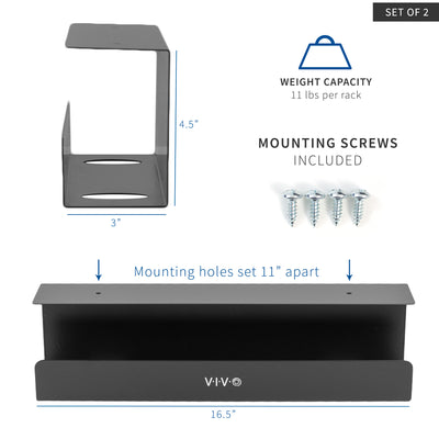Dimensions and weight capacity with the included mounting screws.