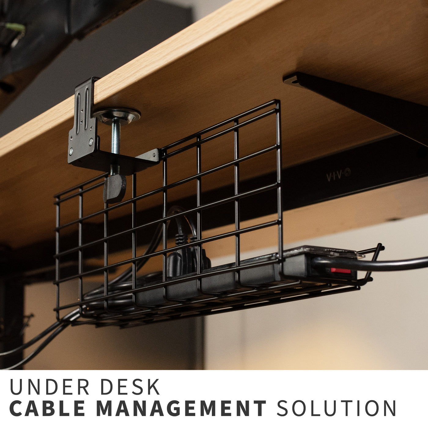 Under desk clamp-on cable management organizer hanging racks.