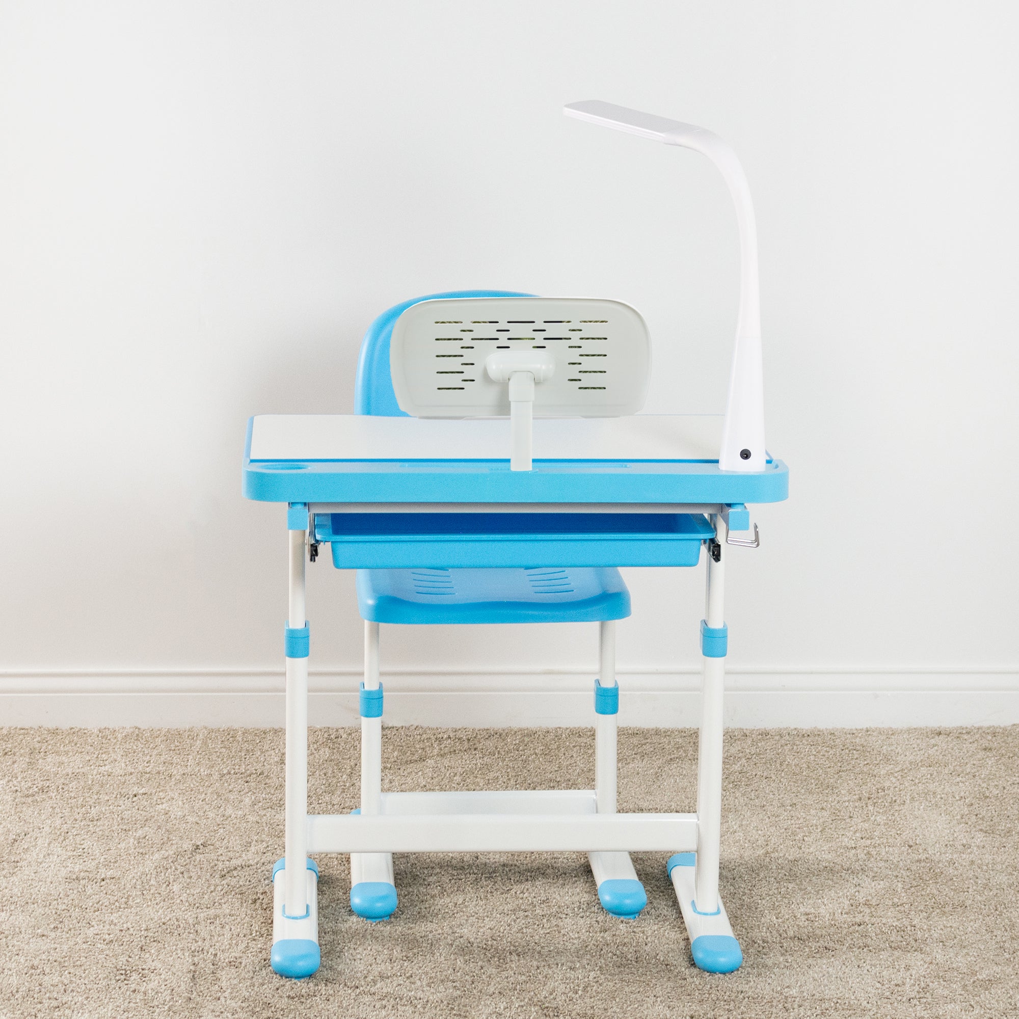 blue kids' height adjustable desk