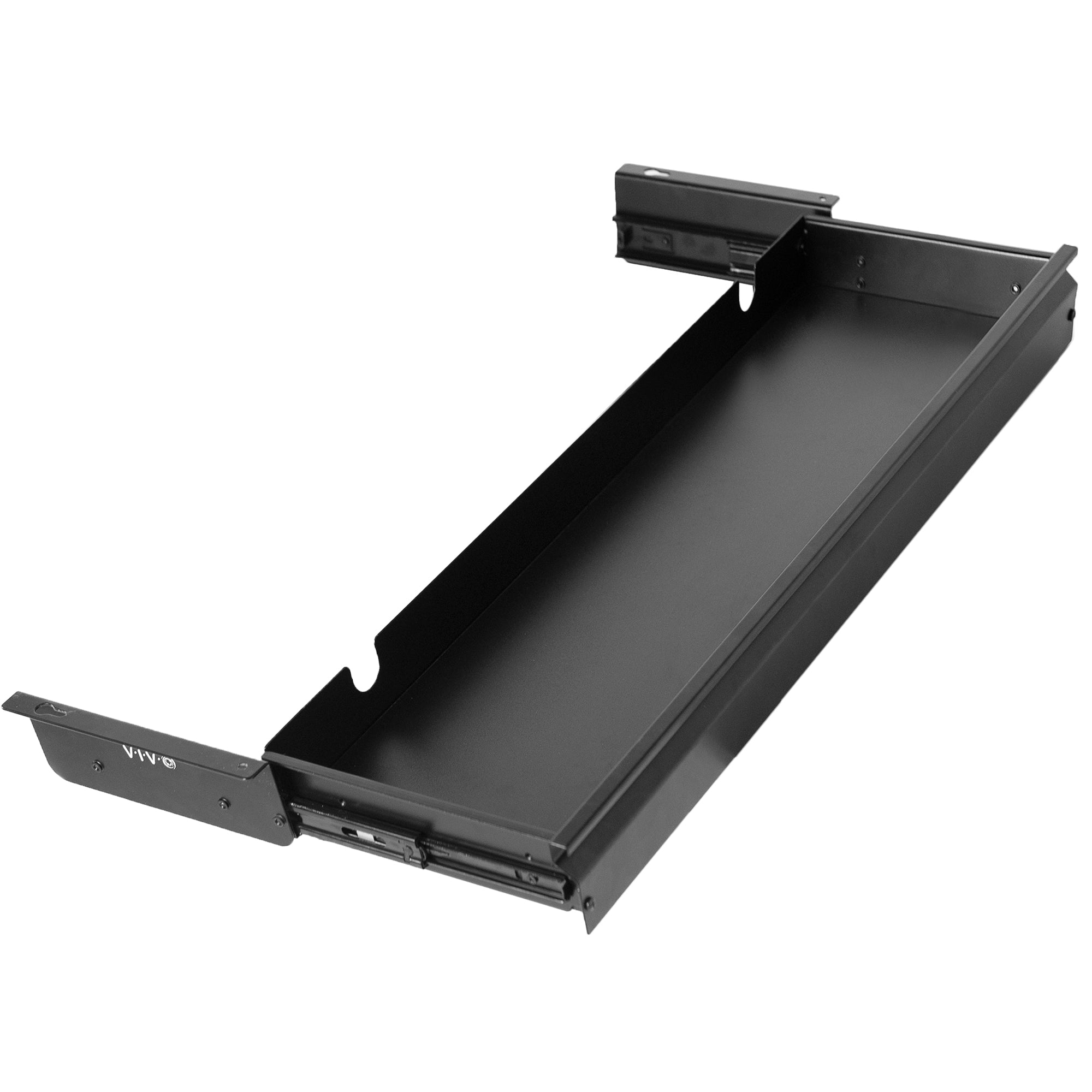 Extra-long under-desk slim tray drawer.