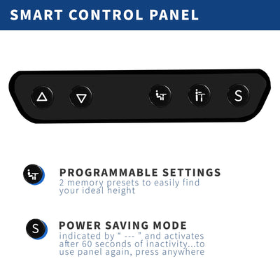 Smart control panel programmable settings and a power saving mode. 