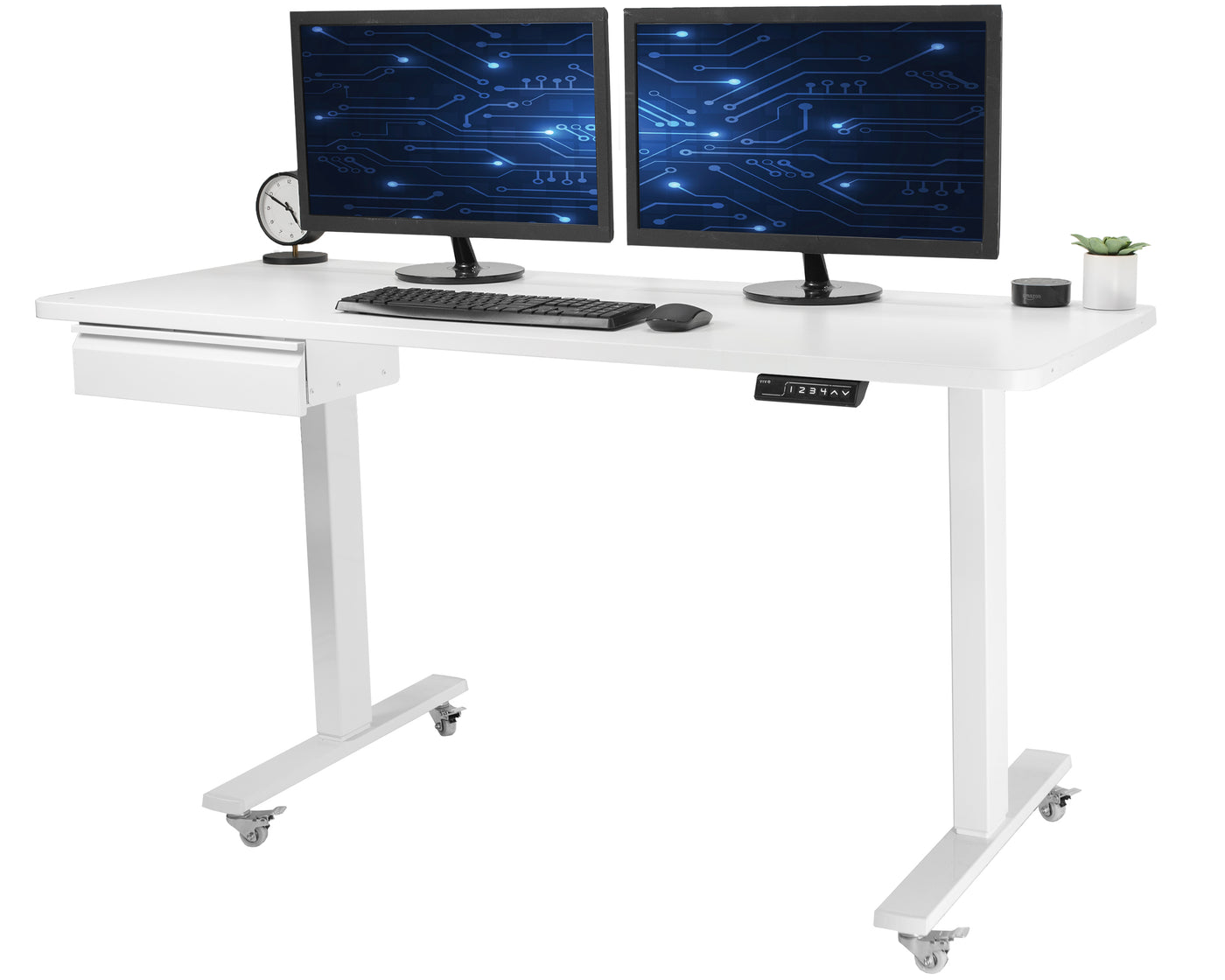 60" x 24" Electric Desk with Push Button Memory and Drawer Accessory Kit