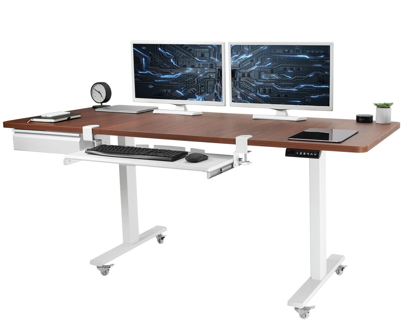 71" x 30" Electric Desk with Keyboard Tray and Drawer Accessory Kit