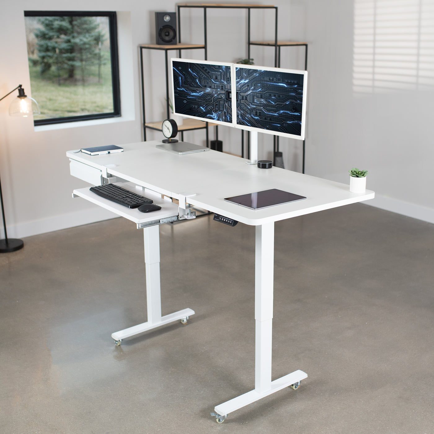 71" x 30" Electric Desk with Keyboard Tray and Drawer Accessory Kit