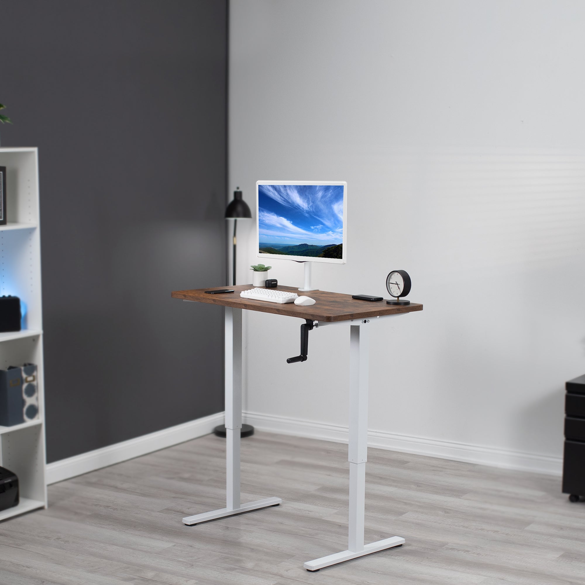 Rustic Manual Height Adjustable Desk