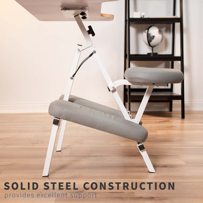 Heavy-duty kneeling chair desk with solid steel design.