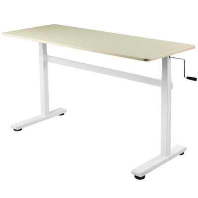 Light Wood Crank Height Adjustable 55” Desk
