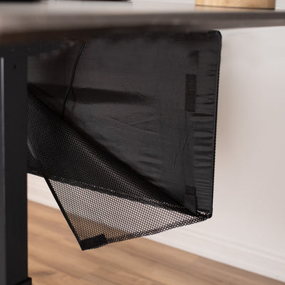 Durable clamp-on desk skirt for extra storage and cord management.