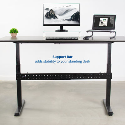 Supportive bracket bar adds stability to your standing desk.