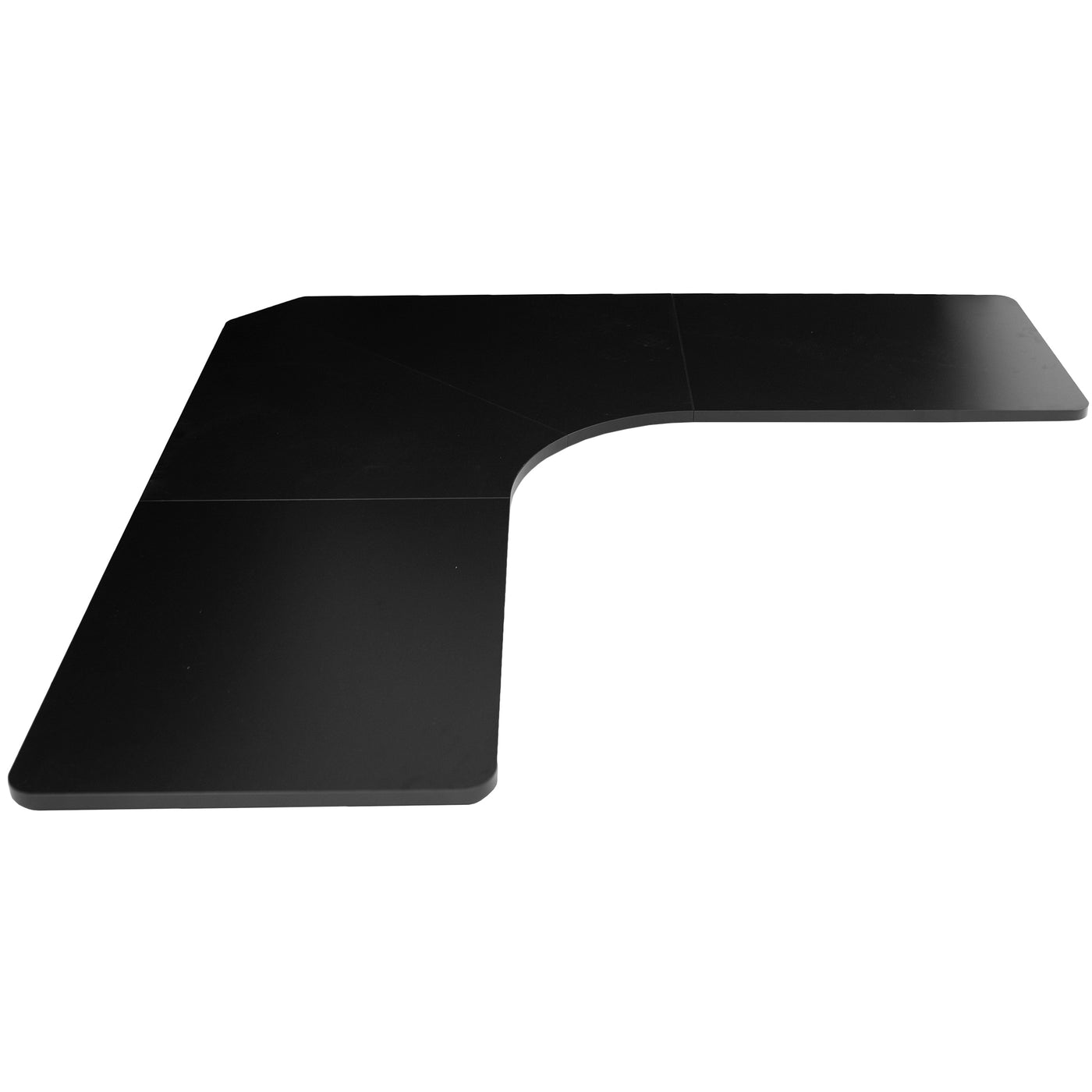 L-shaped curved corner tabletop.