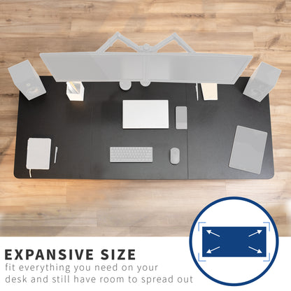 Durable sit to stand desk tabletop workstation with large surface space.