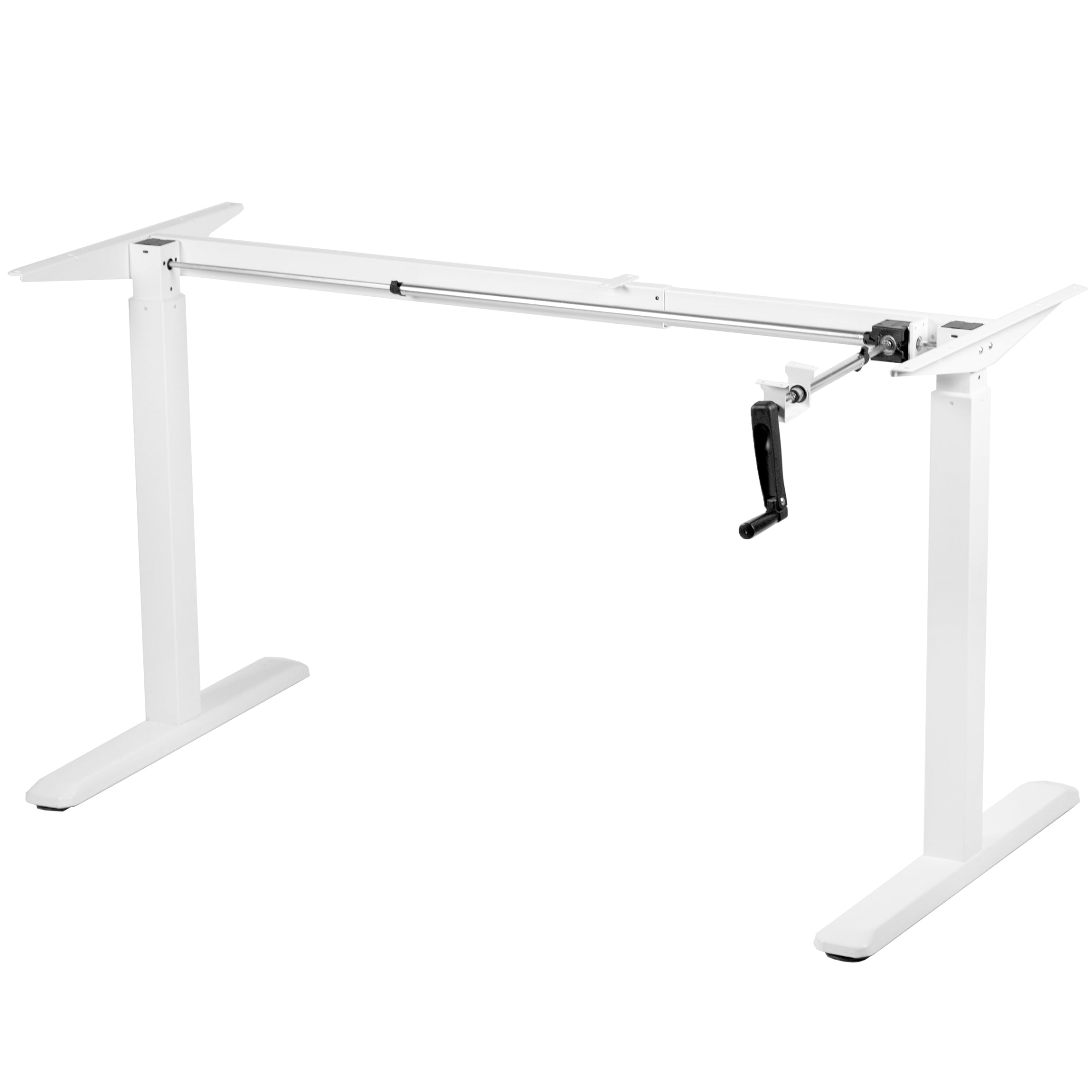 Sturdy manual hand crank height adjustable desk frame.