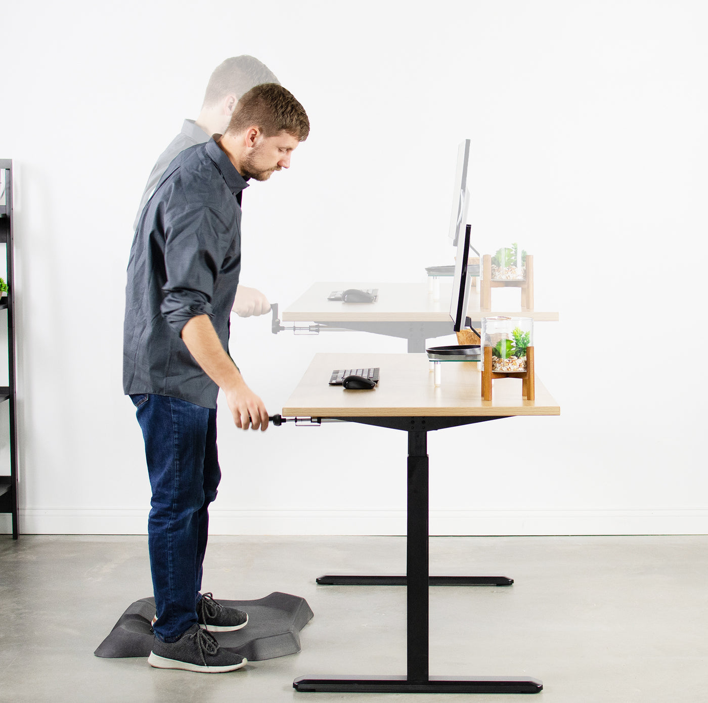 Sturdy sit or stand height adjustable desk frame.