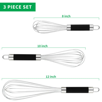 3 Stainless Steel Whisks