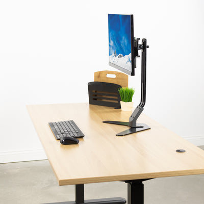 Extra tall top of desk monitor mount with a VESA adapter bracket.