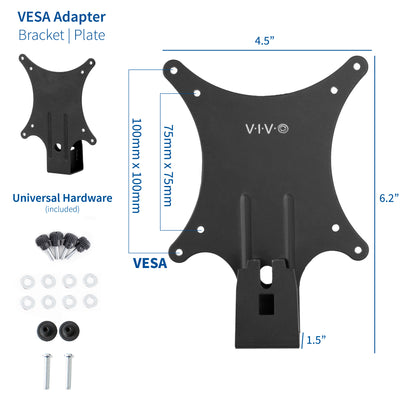 Bracket sizing and specifications to match your monitor and VESA plate of the existing monitor mount.