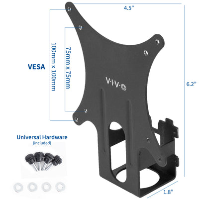 Universal hardware included with standard VESA plate adapter.